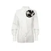 Laines London Women's Laines Couture White Tie Shirt With Black & Cream Corsage In White