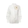 Laines London Women's Laines Couture White Tie Shirt With Cream Corsage In White