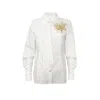 Laines London Women's Laines Couture White Tie Shirt With Embellished Shell In White