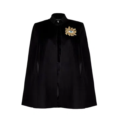 Laines London Women's Laines Couture Wool Blend Cape With Embellished Mystic Eye - Black