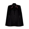 Laines London Women's Laines Couture Wool Blend Cape With Embellished Wrap Around Red Snake - Black In Black