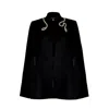 Laines London Women's Laines Couture Wool Blend Cape With Embellished Wrap Pearl & Crystal Snake - Black In Black