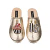 Laines London Women's Laines Gold Softie Slippers With Stripe 16th Birthday & Cake Brooches In Gold