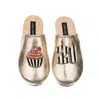 Laines London Women's Laines Gold Softie Slippers With Stripe 21st Birthday & Cake Brooches In Gold