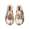 Laines London Women's Laines Gold Softie Slippers With Stripe 70th Birthday & Cake Brooches In Gold