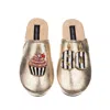 Laines London Women's Laines Gold Softie Slippers With Stripe 80th Birthday & Cake Brooches In Gold
