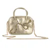 Laines London Women's  Couture Metallic Bag With Embellished Black & Gold Snake - Gold