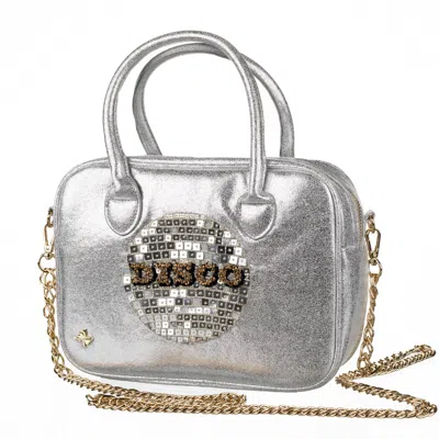 Laines London Women's  Couture Silver Metallic Bag With Embellished Disco Ball In Gray