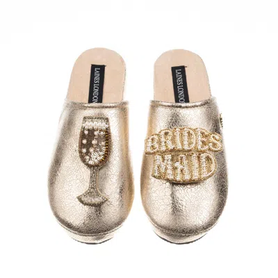 Laines London Women's  Gold Softie Slippers With Bridesmaid Brooches