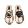 Laines London Women's  Gold Softie Slippers With Caviar & Blini Brooches In Gold