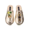 Laines London Women's  Gold Softie Slippers With Hugo Spritz Brooches In Gold