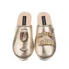 Laines London Women's  Gold Softie Slippers With Mother Of The Bride Brooches In Gold