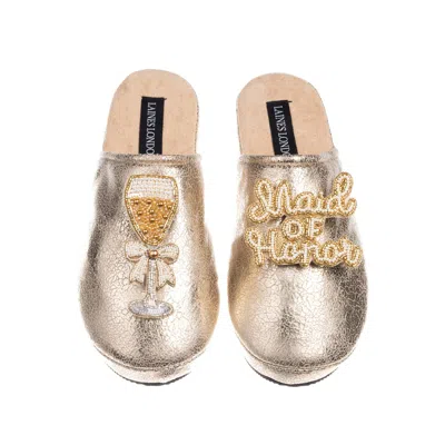 Laines London Women's  Softie Slippers With Maid Of Honor Brooches - Gold In Gray