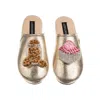 Laines London Women's Laines X Juliet Gold Softie Slippers With Cookie Jar & French Fancy Brooches In Gold
