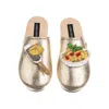Laines London Women's Laines X Juliet Gold Softie Slippers With Parmesan & Pasta Brooches In Multi