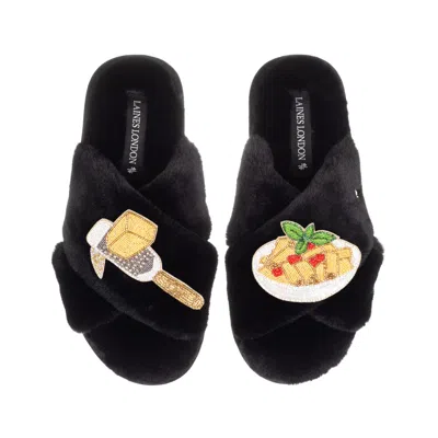 Laines London Women's Laines X Juliet Slippers With Parmesan & Pasta Brooches - Black