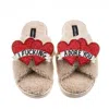 Laines London Women's Neutrals / Brown Laines Neutral Boucle Slippers With I Fucking Adore You Brooches - Oatmeal In Brown