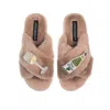 Laines London Women's Neutrals Classic Laines Slippers With Vino Darling Brooches - Toffee