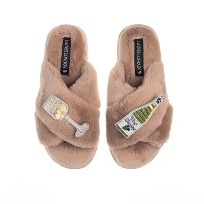 Laines London Women's Neutrals Classic Laines Slippers With Vino Darling Brooches - Toffee In Brown