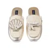 Laines London Women's Neutrals / Gold Classic Mules With Pearl Starfish & Turtle Brooches - Cream & Gold In Gold