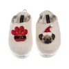 Laines London Women's Neutrals / Gold / White Flatform Cloud Slippers With Christmas Fawn Pug & Paw Brooches - Cre In Multi