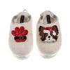 Laines London Women's Neutrals / Gold / White Flatform Cloud Slippers With Christmas Papillon & Paw Brooches - Cre In Multi