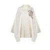 Laines London Women's Neutrals / Gold / White Laines Couture Wool Blend Zip Cape With Embellished Cherub - Cream In Gold/white