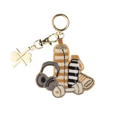 Laines London Women's Neutrals Gym Girl Hand-beaded Bag Charm In Yellow