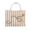 Laines London Women's White / Neutrals Laines Couture Hand Embellished Crystal & Pearl Snake Tote Bag - Beige & Cr In Beige/white