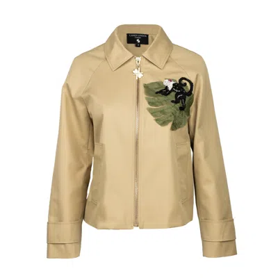 Laines London Women's Neutrals Laines Couture Hand Embellished Monkey Cropped Trench Jacket