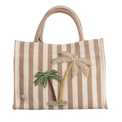 Laines London Women's Neutrals Laines Couture Hand Embellished Palm Tree Tote Bag - Beige & Cream In Pink