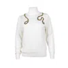 Laines London Women's Neutrals Laines Couture Wrap Gold Snake Embellished Knitted Roll Neck Jumper - Cream In White/yellow