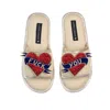 Laines London Women's Neutrals Straw Braided Sandals With Fuck You Brooches - Cream In White