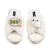 Laines London Women's Neutrals / White Boucle Slippers With Limited Edition Laines Loveables Boo The Ghost Hallowe In White