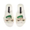 Laines London Women's Neutrals / White Classic Laines Christmas Collection Slippers With Double Cream & Gold Chris In White