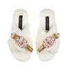 Laines London Women's Neutrals / White Classic Laines Christmas Collection Slippers With Double Pink Grand Nutcrac In White