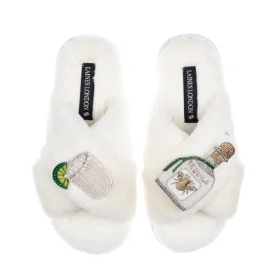 Laines London Women's Neutrals / White Classic Laines Slippers With Agave Tequila Brooches - Cream