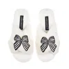 Laines London Women's Neutrals / White Classic Laines Slippers With Black Stripe Bow Brooches - Cream In White