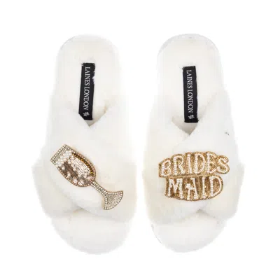 Laines London Women's Neutrals / White Classic Laines Slippers With Bridesmaid Brooches - Cream