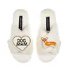 Laines London Women's Neutrals / White Classic Laines Slippers With Dog Mum/mom & Corgi Brooches - Cream In White