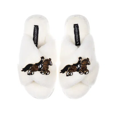 Laines London Women's Neutrals / White Classic Laines Slippers With Dressage Horse Brooches - Cream