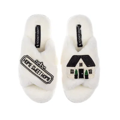 Laines London Women's Neutrals / White Classic Laines Slippers With Home Sweet Home Brooches - Cream