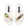 Laines London Women's Neutrals / White Classic Laines Slippers With Hugo Spritz Brooches - Cream In White