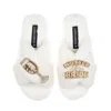 Laines London Women's Neutrals / White Classic Laines Slippers With Mother Of The Bride Brooches - Cream In White