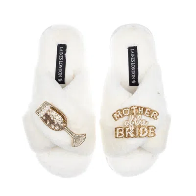 Laines London Women's Neutrals / White Classic Laines Slippers With Mother Of The Bride Brooches - Cream