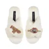 Laines London Women's Neutrals / White Classic Laines Slippers With Plump It Pout Brooches - Cream In White