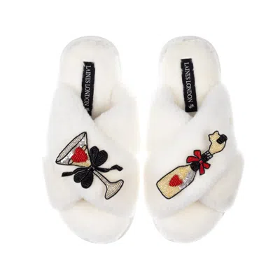 Laines London Women's Neutrals / White Classic Laines Slippers With Popping Champagne Brooches - Cream In Multi