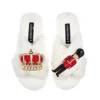 Laines London Women's Neutrals / White Classic Laines Slippers With Royal Crown & Grenadier Guard Brooches - Cream In White