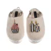 Laines London Women's Neutrals / White / Gold Flatform Cloud Slippers With Stripe16th Birthday & Cake Brooches - C In Neutral