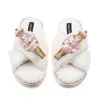 Laines London Women's Neutrals / White Laines Boucle Slippers With Double Pink Grand Nutcrackers Brooches - Cream In White